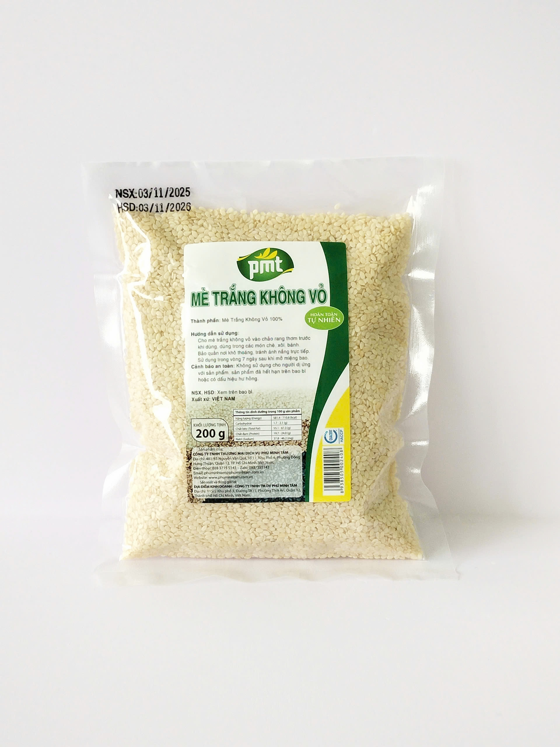 Mè trắng không vỏ Phú Minh Tâm 200G Mè trắng không vỏ Phú Minh Tâm 200G