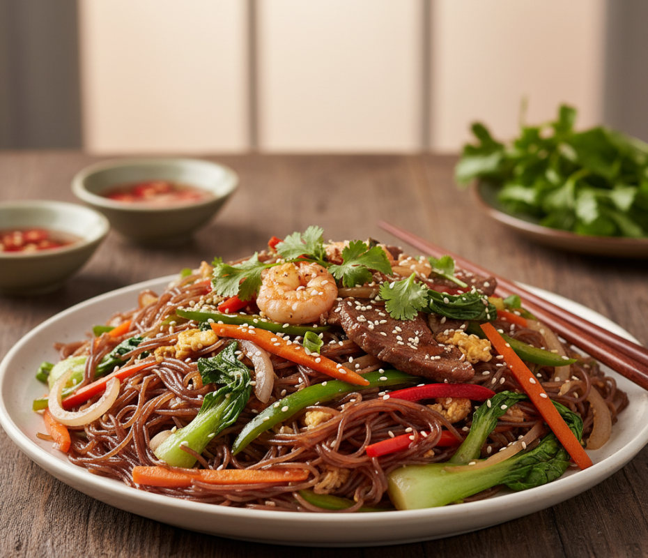 Bún gạo lứt xào