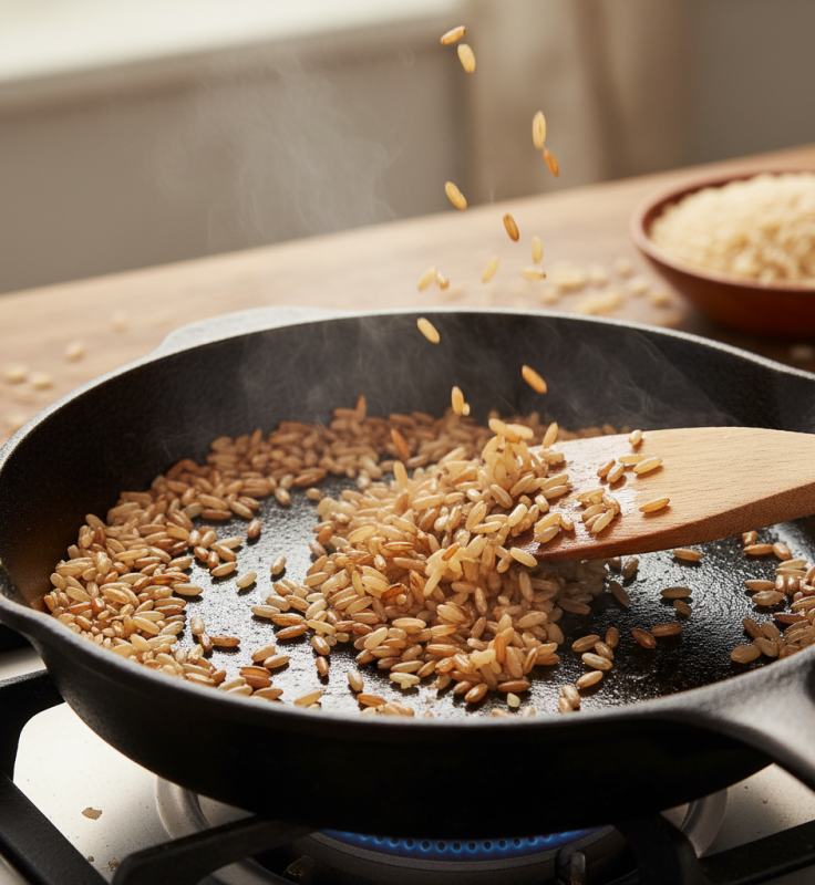 Gạo lứt rang một sản phẩm chế biến từ gạo lứt Gạo lứt rang một sản phẩm chế biến từ gạo lứt